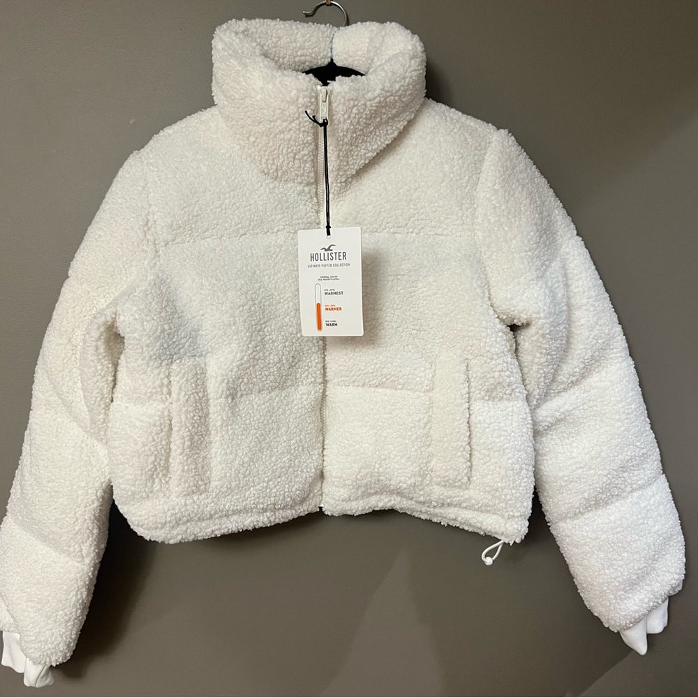 Hollister White Sherpa Jacket
